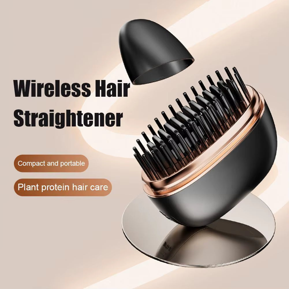 Mini Straightener Portable Hair Straightener Brush Rechargeable Fast Heating Hot Comb Hair Straightening Comb for Travel & Home